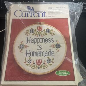 Vintage 1984 Current Cross Stitch‎ Kit Happiness is Homemade 7" NIP 7085-3